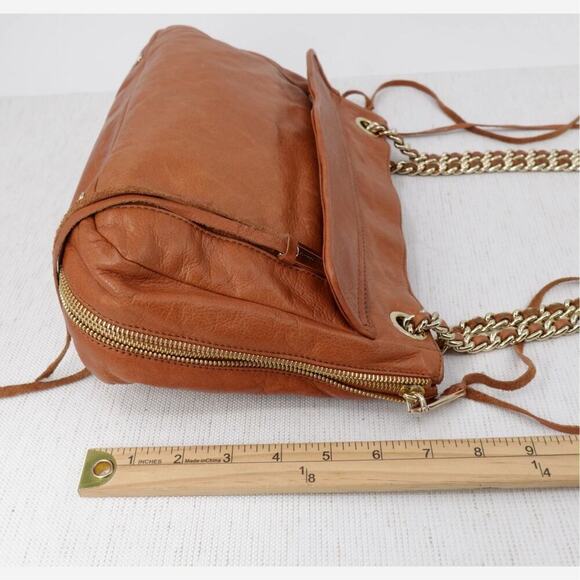 Rebecca Minkoff Swing Shoulder Bag Brown Leather Chain Strap Convertible Tassels - Picture 14 of 16